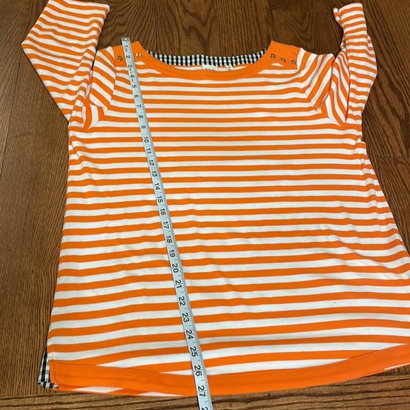 RAFAELLA weekend woman’s orange white striped top 100% cotton boat neck size L - Picture 8 of 9